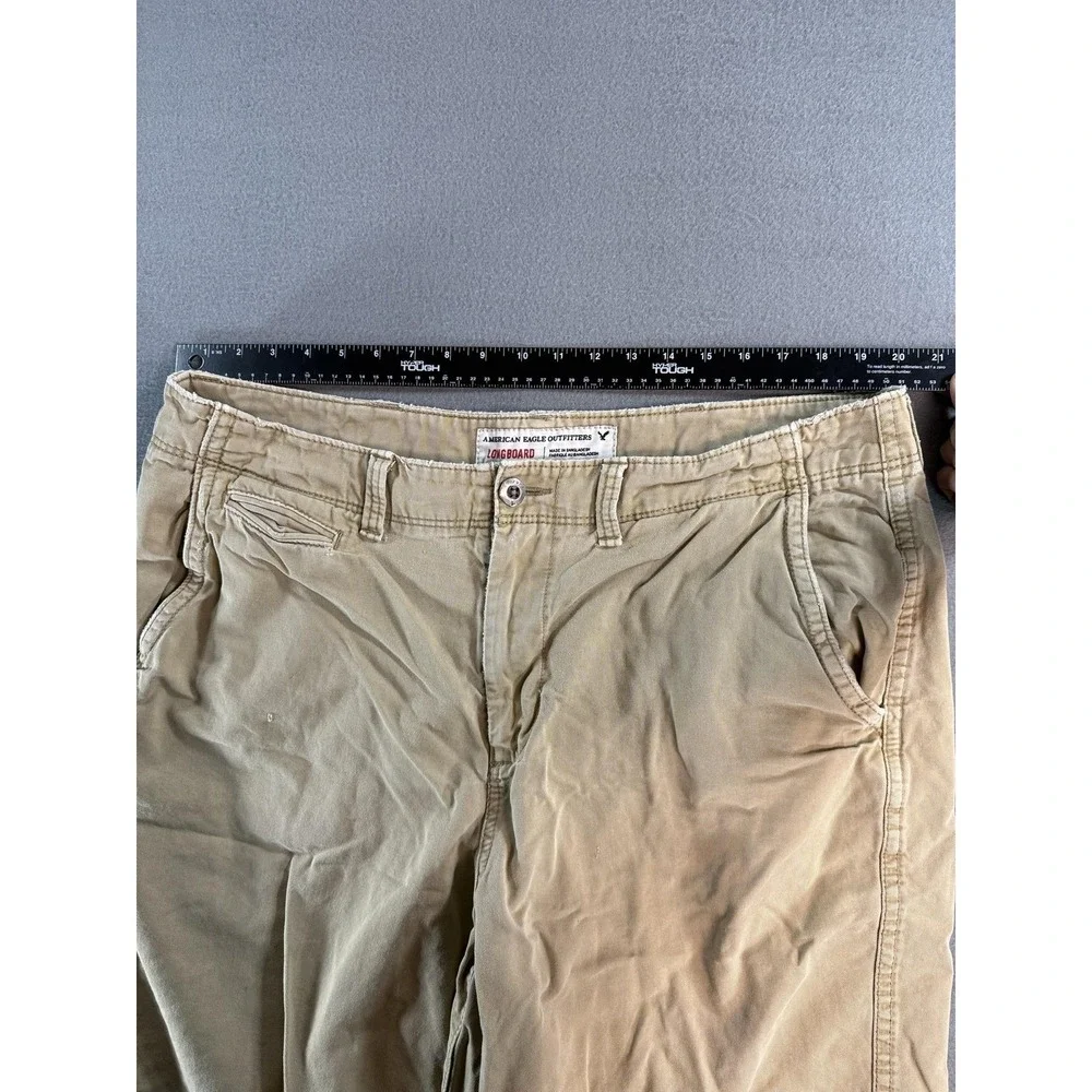 American Eagle Longboard Shorts Mens 38 Beige Chino 11 Inseam Summer